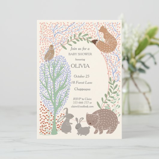 "Houtbeitsen zijn dierlijk rustig baby shower Kaart (Staand voorkant)