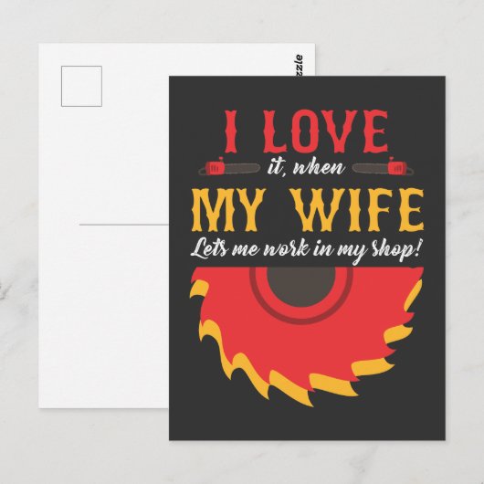 Houtbewerkende echtgenoot timmerman houtbewerker v briefkaart (Voorkant / Achterkant)