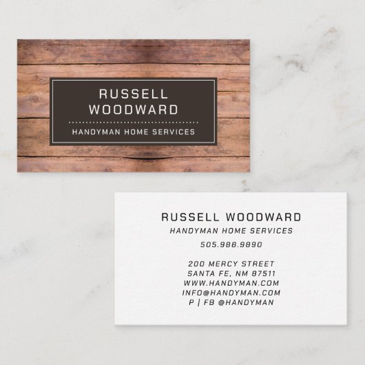 Houtbewerker Carpenter Handyman Gereedschap van de Visitekaartje (Voorkant / Achterkant)