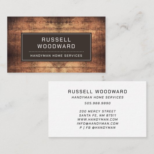 Houtbewerker Carpenter Handyman Gereedschap van de Visitekaartje (Voorkant / Achterkant)