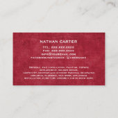 Houtbewerker Carpenter Jack Plane Grunge RED Visitekaartje (Achterkant)