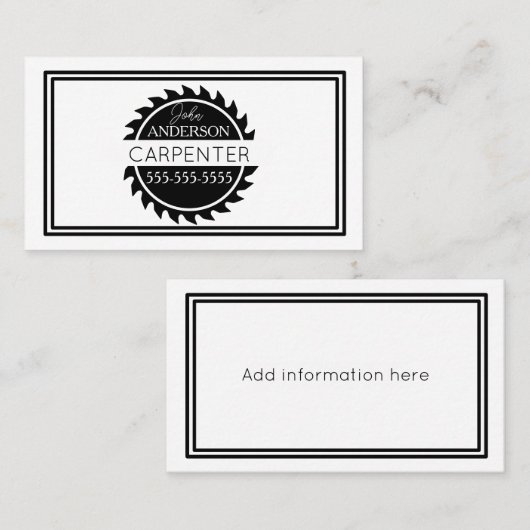 Houtbewerker Gereedschap Timmerman Handyman Busine Visitekaartje (Voorkant / Achterkant)