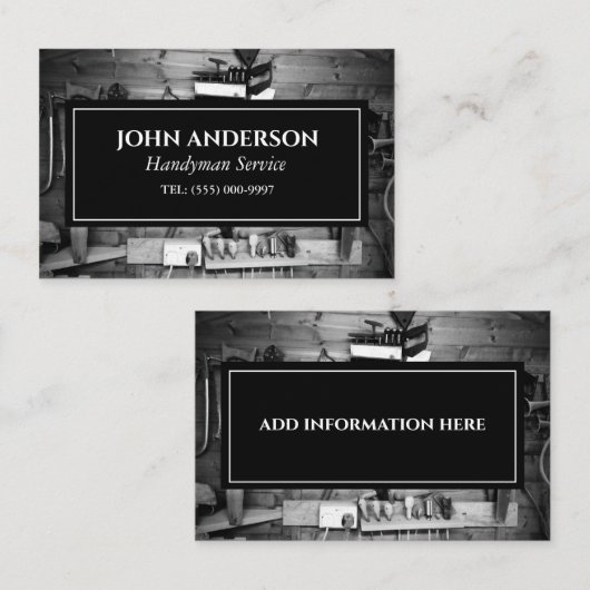 Houtbewerker Gereedschap Timmerman Handyman Busine Visitekaartje (Voorkant / Achterkant)