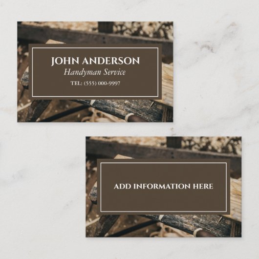 Houtbewerker Gereedschap Timmerman Handyman Busine Visitekaartje (Voorkant / Achterkant)