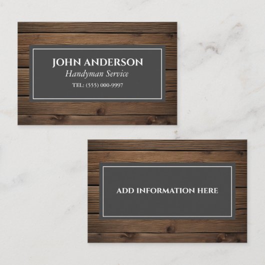 Houtbewerker Gereedschap Timmerman Handyman Busine Visitekaartje (Voorkant / Achterkant)