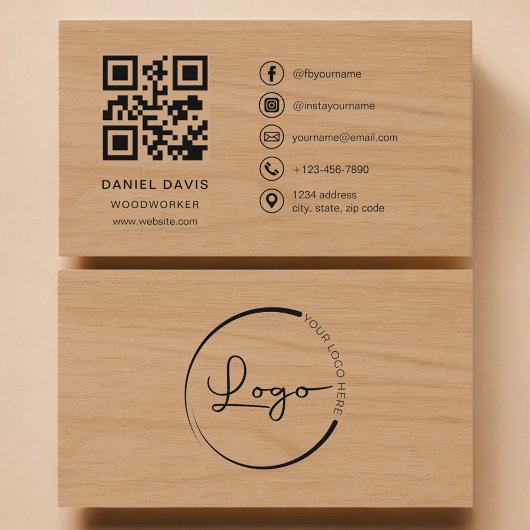 Houtbewerker Hout Professioneel QR-code Visitekaartje