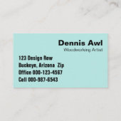 Houtbewerker Kunstenaar  Rustiek Blauwgroen Recycl Visitekaartje (Achterkant)