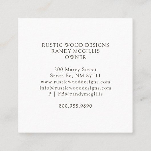 Houtbewerker Timmerman Rustiek Hout Visitekaartje (Achterkant)