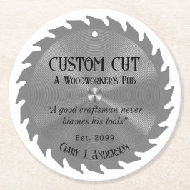 Houtbewerker timmerman zag Blade Pub Bier Ronde Kartonnen Onderzetter