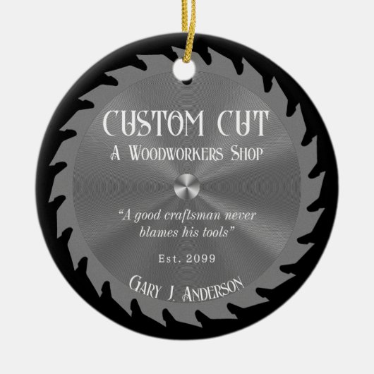 Houtbewerker timmerzaagblad keramisch ornament (Voorkant)