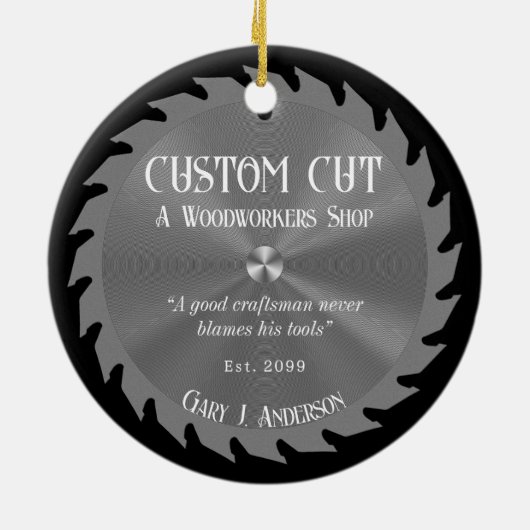 Houtbewerker timmerzaagblad keramisch ornament (Achterkant)