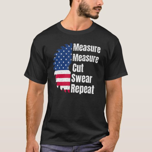 Houtbewerking Carpenter Amerikaanse vlag zaagblad T-shirt (Voorkant)