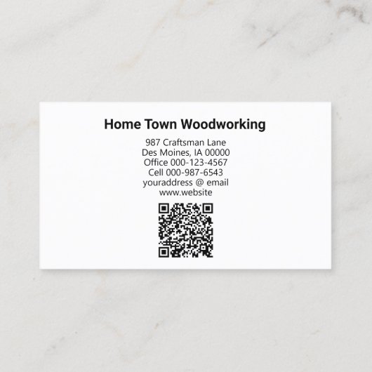 Houtbewerking Craftsman Wood Texture QR Code Visitekaartje (Achterkant)