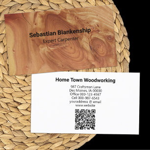 Houtbewerking Craftsman Wood Texture QR Code Visitekaartje