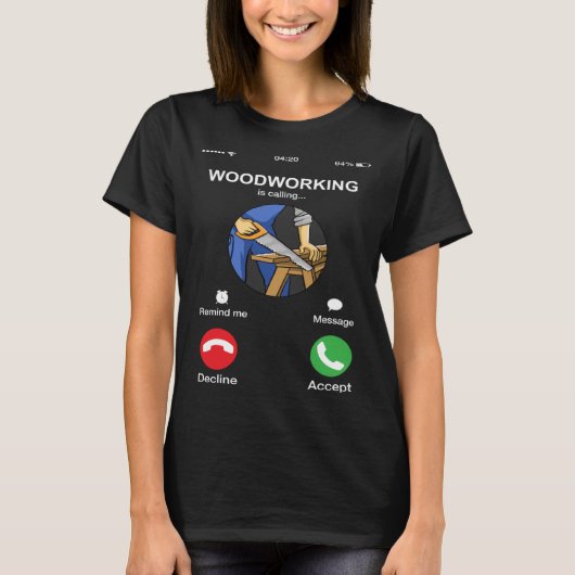 Houtbewerking noemt telefoon scherm timmerman t-shirt (Voorkant)