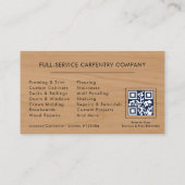 Houtbewerkingscarpentier Timmerman QR-code Visitekaartje (Achterkant)