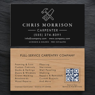 Houtbewerkingscarpentier Timmerman QR-code Visitekaartje