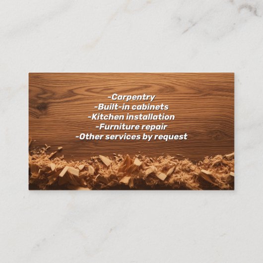 houtbewerkingsconstructie van zaagsel visitekaartje (Achterkant)