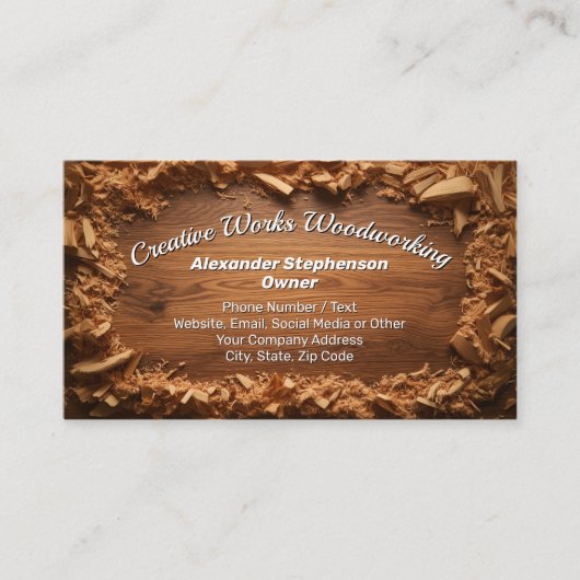 houtbewerkingsconstructie van zaagsel visitekaartje (Voorkant)