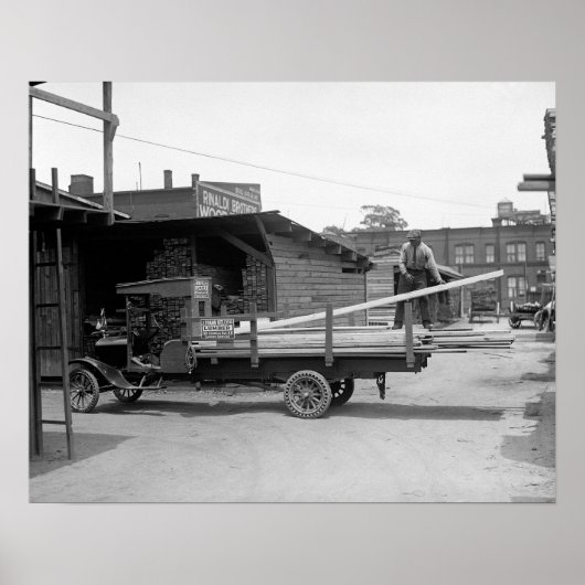 Houtbezorgingswagen, 1926. Oude foto Poster (Voorkant)
