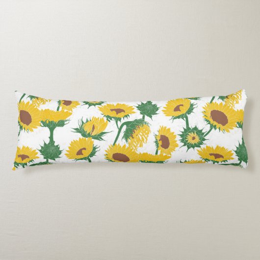 Houtblok Print Zonnebloem geel Lichaamskussen (Voorkant)