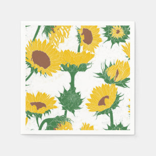 Houtblok Print Zonnebloem geel Servet