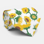 Houtblok Print Zonnebloem geel Stropdas (Opgerold)