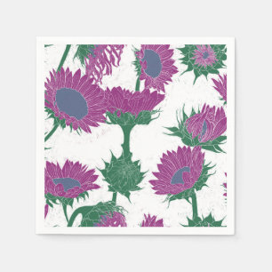 Houtblok Print Zonnebloem roze Servet