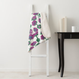 Houtblok Print Zonnebloem roze Sherpa Deken