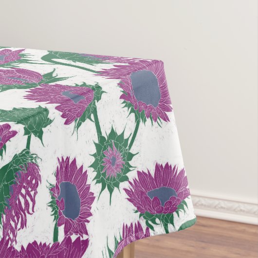 Houtblok Print Zonnebloem roze Tafelkleed (Voorbeeld)