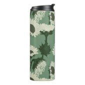 Houtblok Print Zonnebloem wit Thermosbeker (Gedraaid links)