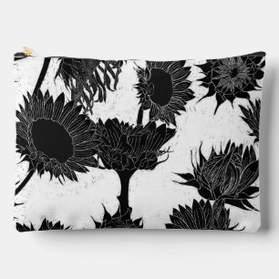 Houtblok Print Zonnebloem zwart & wit Etui