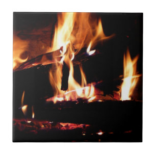 Houtblokken in de Haard Warm Vuur Fotografie Tegeltje