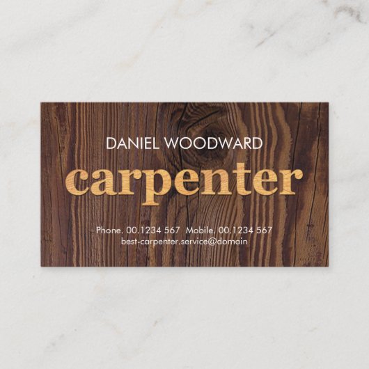 Houtboomgaard voor timbergrint Signage Carpentry Visitekaartje (Voorkant)