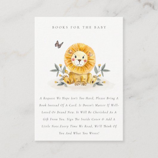 Houtboomlionvlooienboeken voor Baby shower Informatiekaartje (Voorkant)