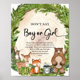 Houtboomstammen Zeg geen BOY of GIRL Poster