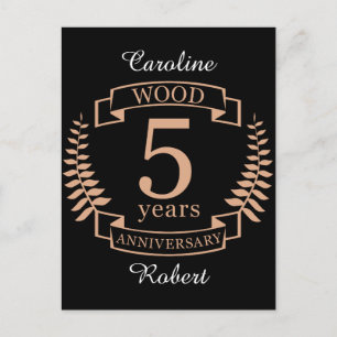 Houtbruiloft 5 jaar briefkaart
