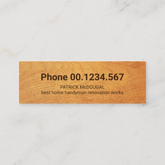 Houtbruin handgereedschap mini visitekaartje (Achterkant)