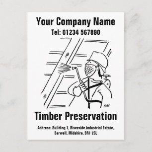 Houtconserveringscartoon om te personaliseren briefkaart