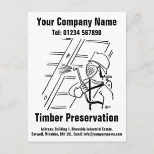 Houtconserveringscartoon om te personaliseren briefkaart