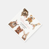 Houtdieren Birthday Party roze Servet (Hoek)