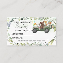 Houtdieren hoeveel Snoepjes Baby shower Plaatskaartje