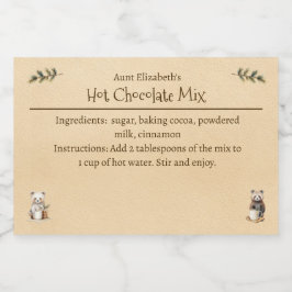 Houtdieren Kerst Warme Chocolademix Voedselcontainer Etiket