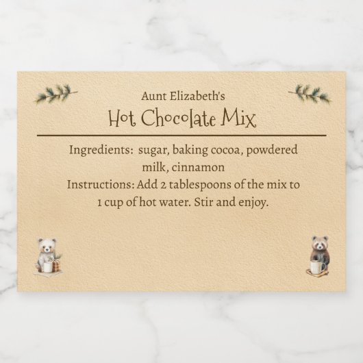 Houtdieren Kerst Warme Chocolademix Voedselcontainer Etiket (Enkel label)