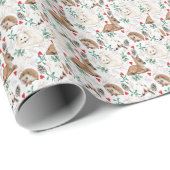 Houtdiersoorten Kerstmis noords Cadeaupapier (Rol Hoek)