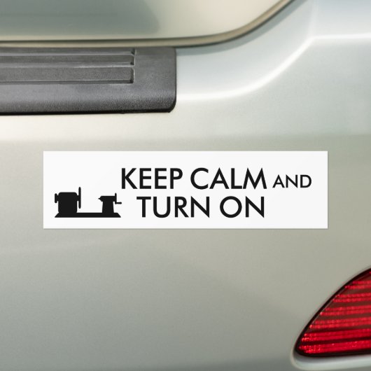 Houtdraai Gift houdt kalm en zet Lathe aan Bumpersticker (Op auto)
