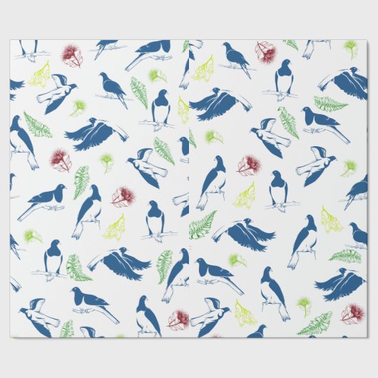 Houtduif Kereru Patroon Cadeaupapier (Zoom)