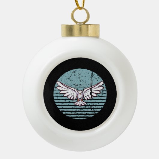 Houtduif Retro Keramische Bal Ornament (Voorkant)