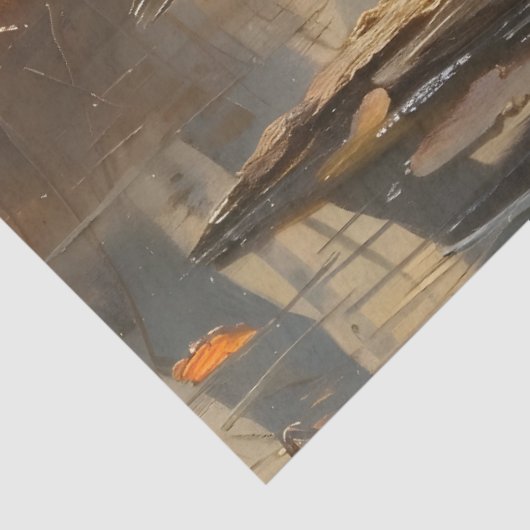 Houteend olieverfschilderij Decoupage Tissuepapier (Detail)