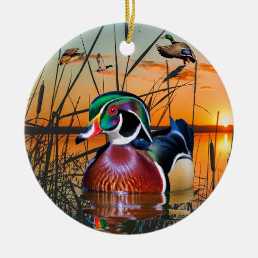 Houteend Ornament, Vliegende Mallard Keramisch Ornament (Voorkant)
